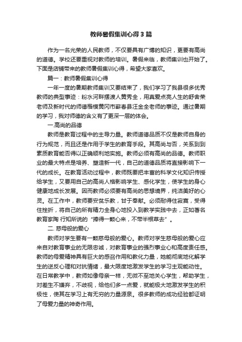 教师暑假集训心得3篇