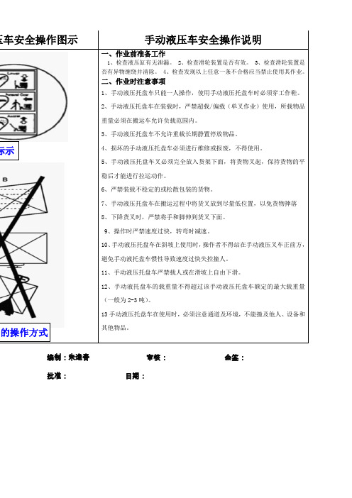 手动液压车安全操作说明