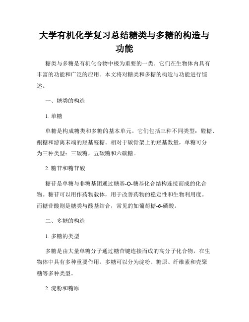 大学有机化学复习总结糖类与多糖的构造与功能