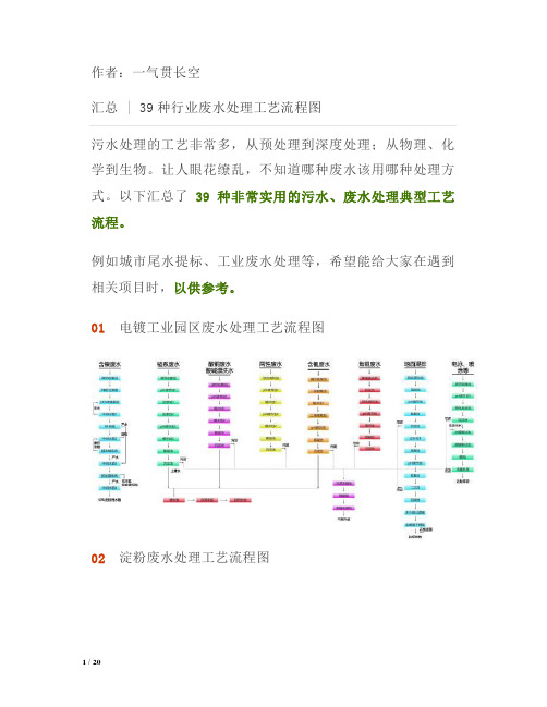 汇总 - 39种行业废水处理工艺流程图