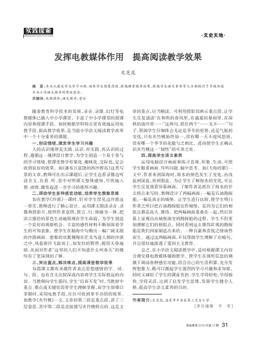 发挥电教媒体作用提高阅读教学效果