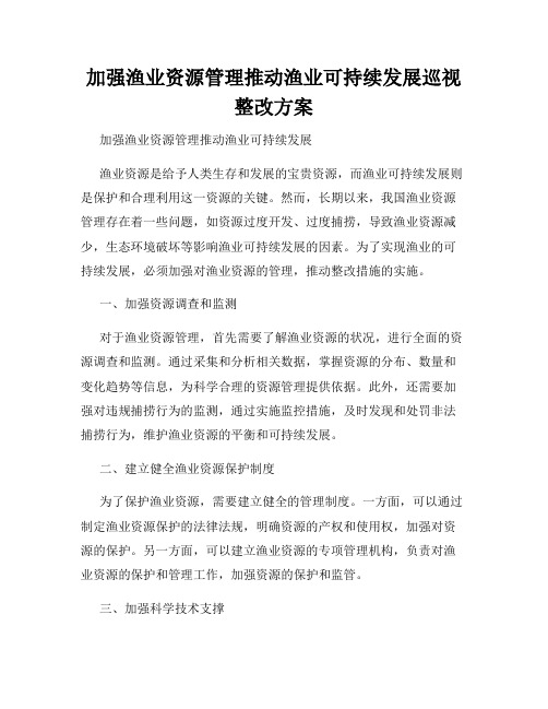 加强渔业资源管理推动渔业可持续发展巡视整改方案