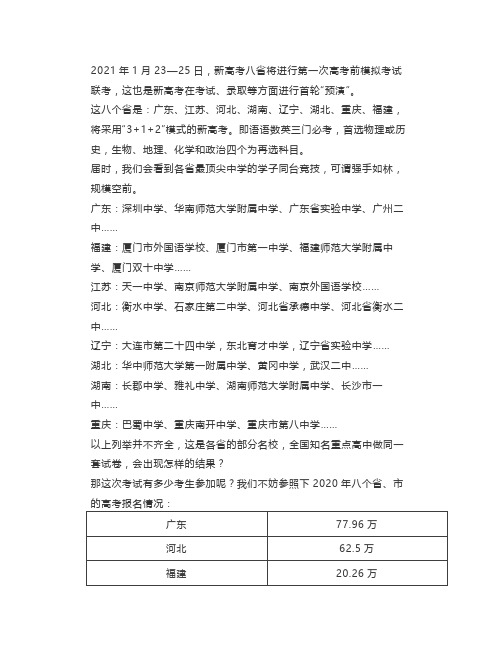 2021八省联考,史上最大规模:参考人数、内容要点、选科数据……