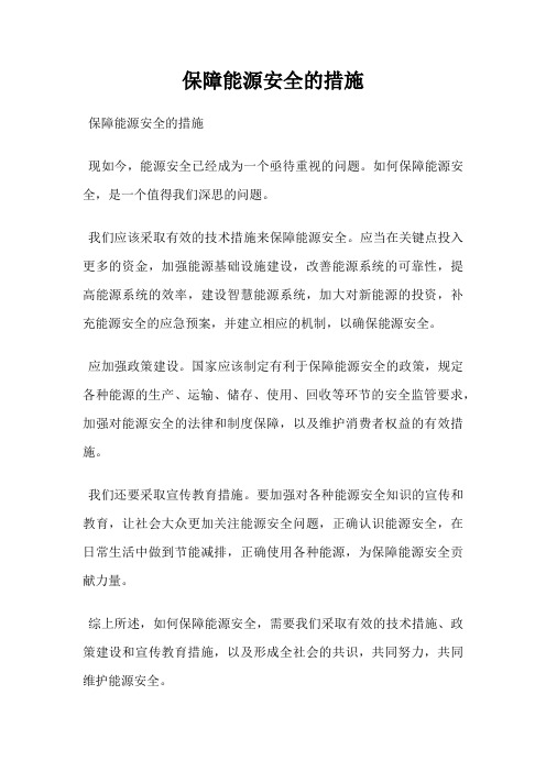 保障能源安全的措施