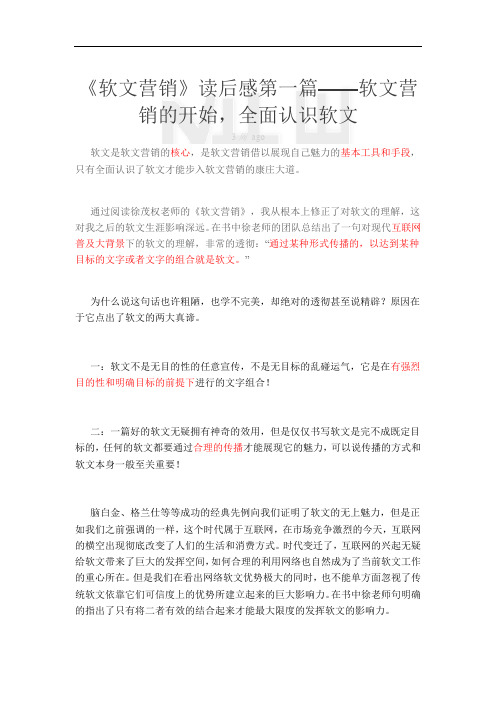 《软文营销》读后感第一篇——软文营销的开始,全面认识软文