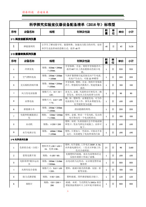 小学科学探究实验室配置方案标准型