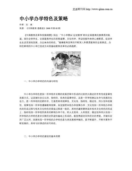 中小学办学特色及策略