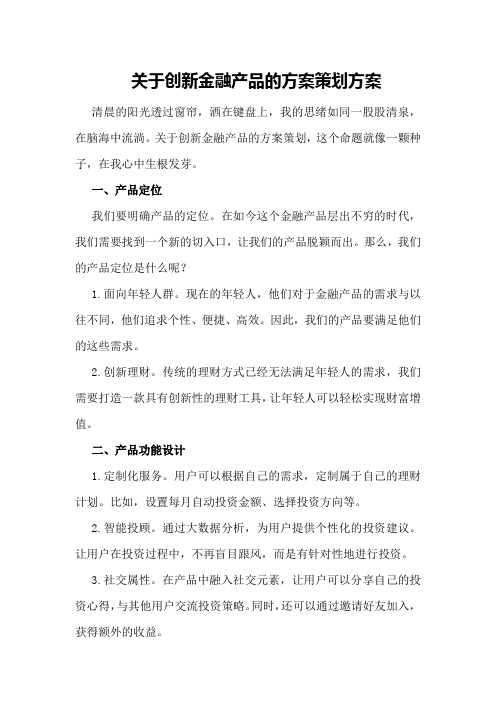 关于创新金融产品的方案策划方案