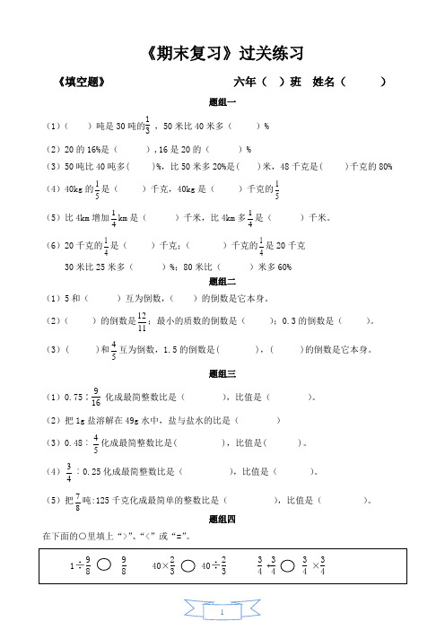 复习过关练习(试题)六年级上册数学人教版