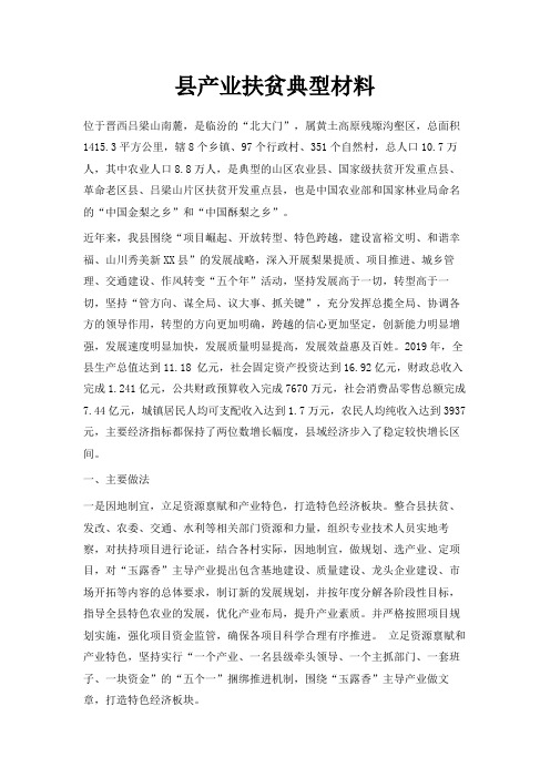 最新-县产业扶贫典型材料 精品