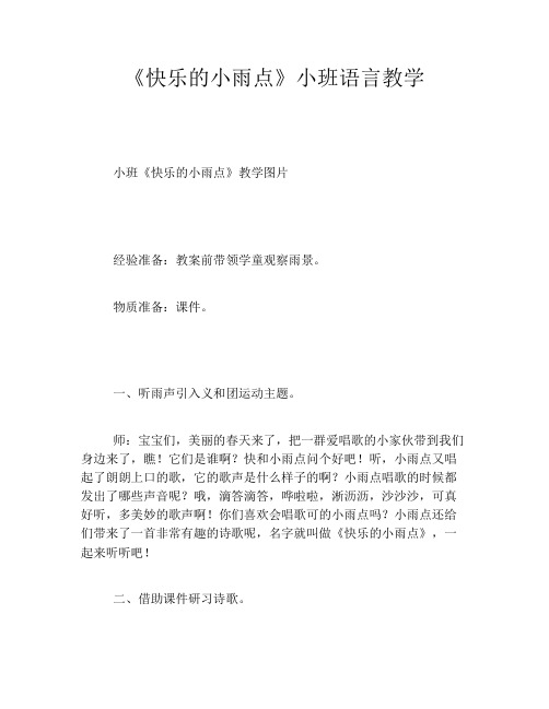 《快乐的小雨点》小班语言教学