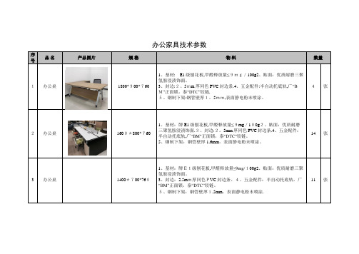 办公家具技术参数