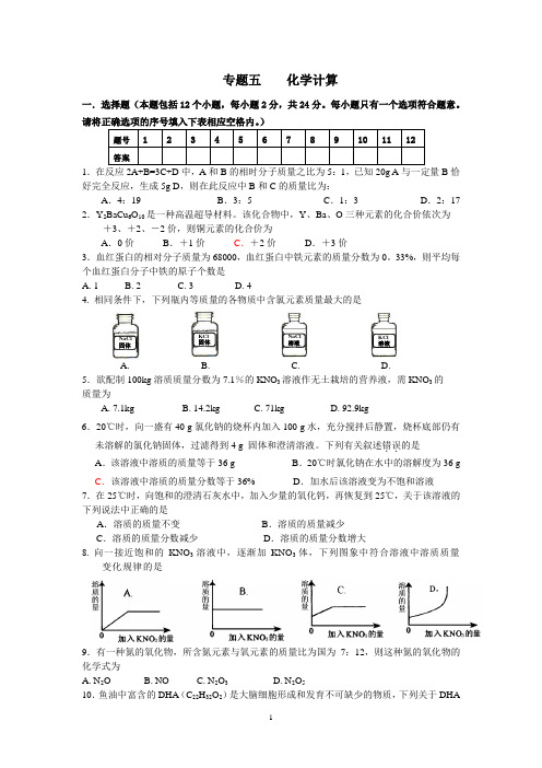 专题五化学计算