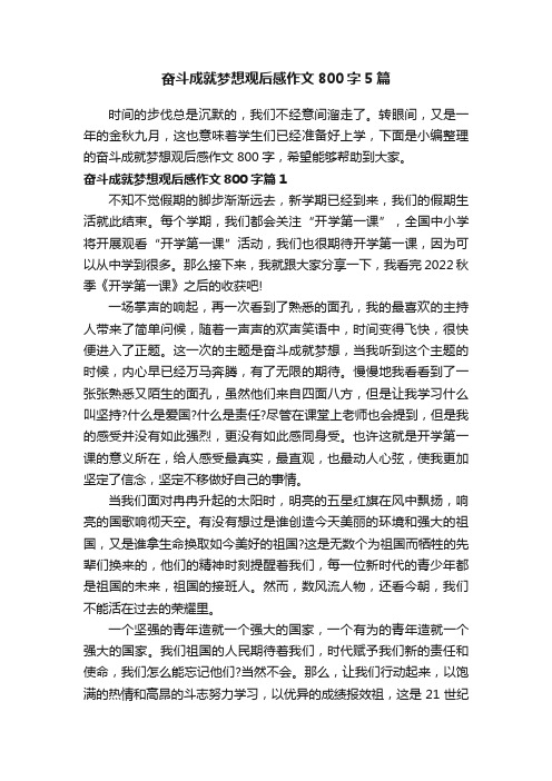 奋斗成就梦想观后感作文800字5篇