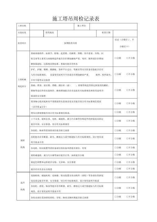 塔吊周检查记录表