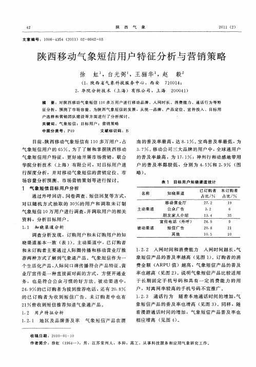 陕西移动气象短信用户特征分析与营销策略