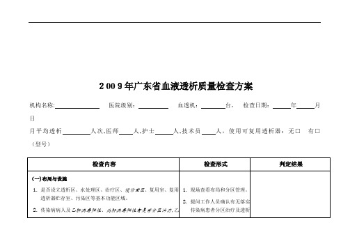 血液透析质量检查方案