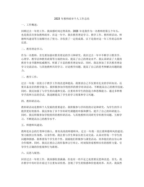 2023年教师政审个人工作总结