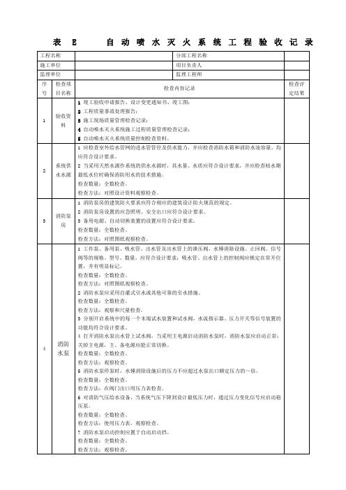 自动喷水灭火系统工程验收记录填写范例