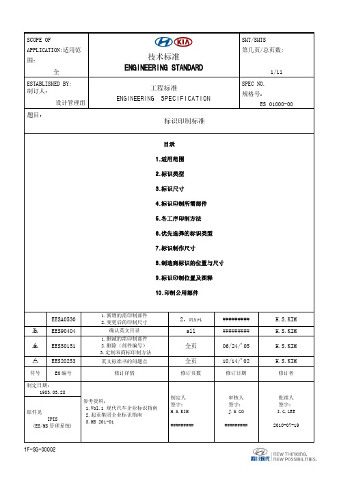 北京现代商标印制标准翻译(中文版)