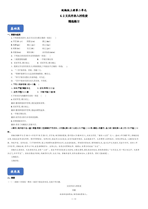 6.2《文氏外孙入村收麦》(精选练习)(原卷版)含答案.pdf