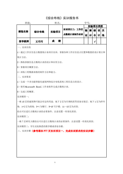 实训项目三：工作区点数统计表制作实训报告...