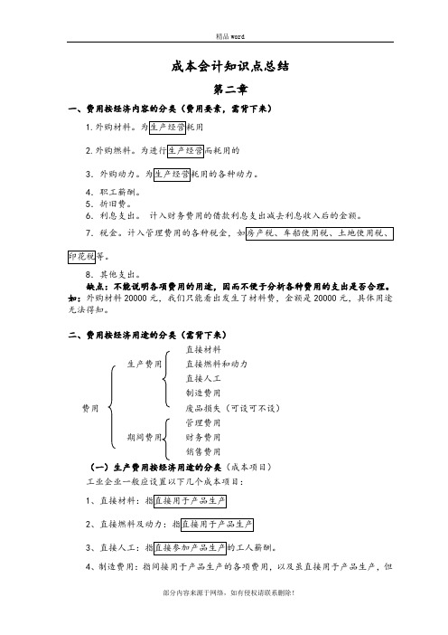 成本会计知识点总结精品word