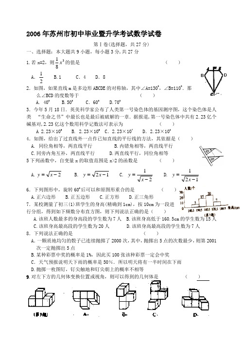 2006年江苏苏州中考化学试卷