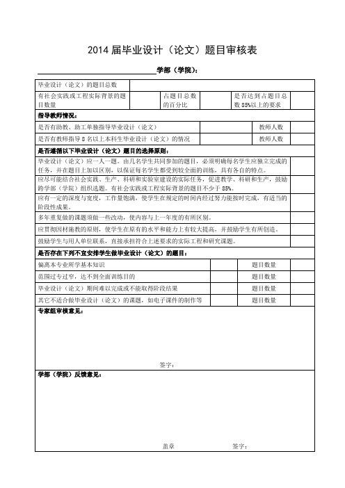 2014届毕业设计论文题目审核表