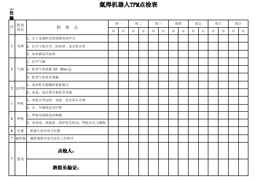 点焊机器人TPM点检表 