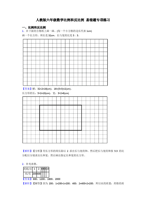 人教版六年级数学比例和反比例 易错题专项练习