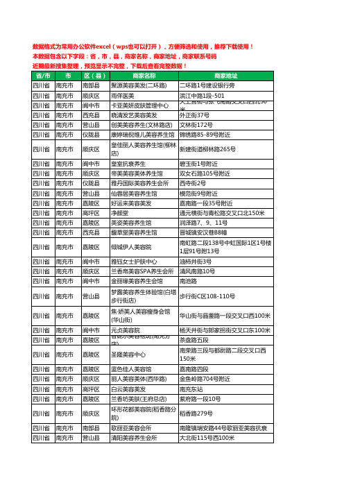 2020新版四川省南充市美容院工商企业公司商家名录名单联系电话号码地址大全1291家