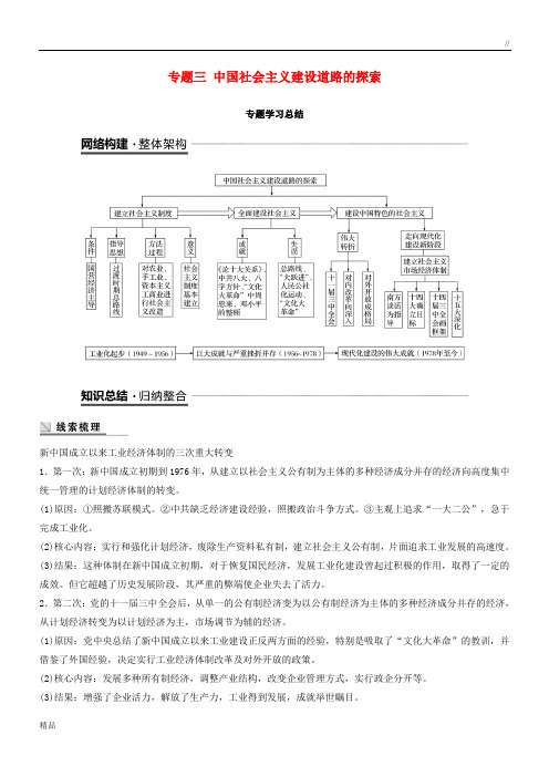 2020高中历史 专题三 中国社会主义建设道路的探索专题学习总结学案 人民版必修2