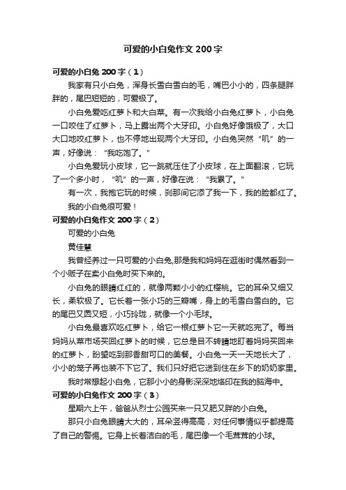 可爱的小白兔作文200字