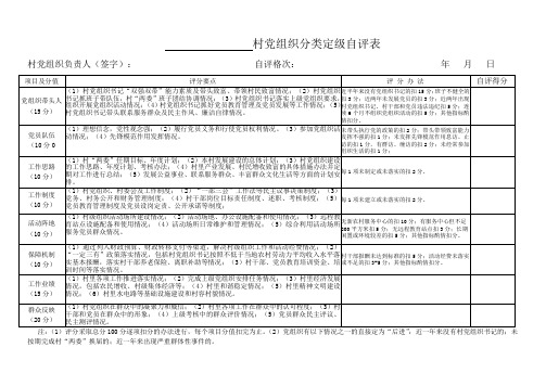 村党组织分类定级自评表