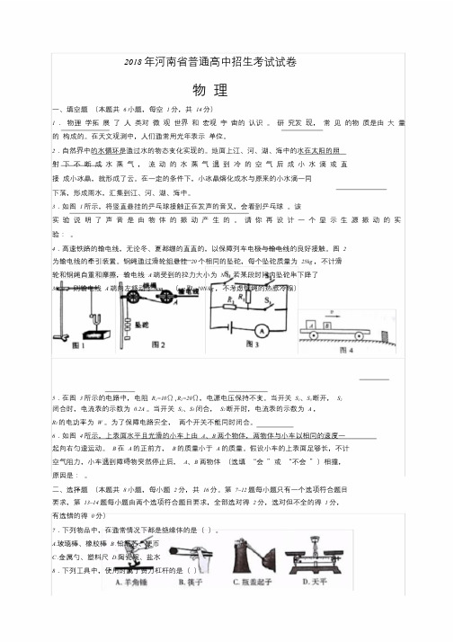 河南省2018年中考物理试题及答案-物理中考真题(中考).doc