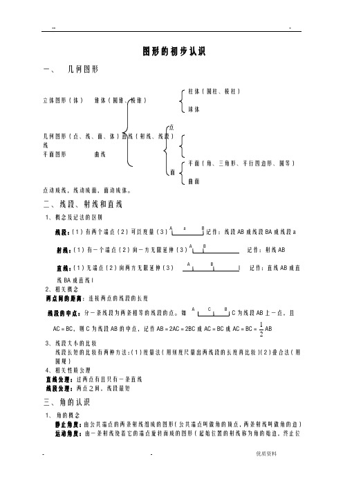 图形的初步认识讲义及练习