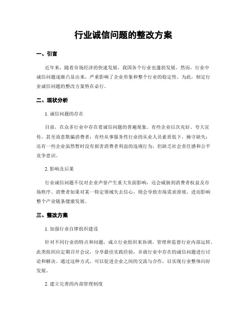 行业诚信问题的整改方案