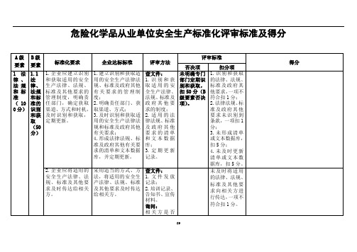 二级安全标准化评审标准及得分