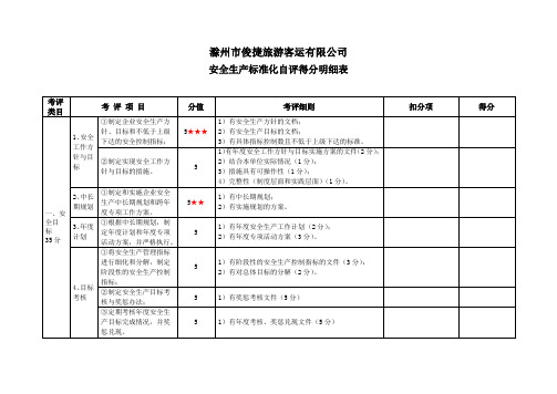 安全生产标准化自评得分明细表