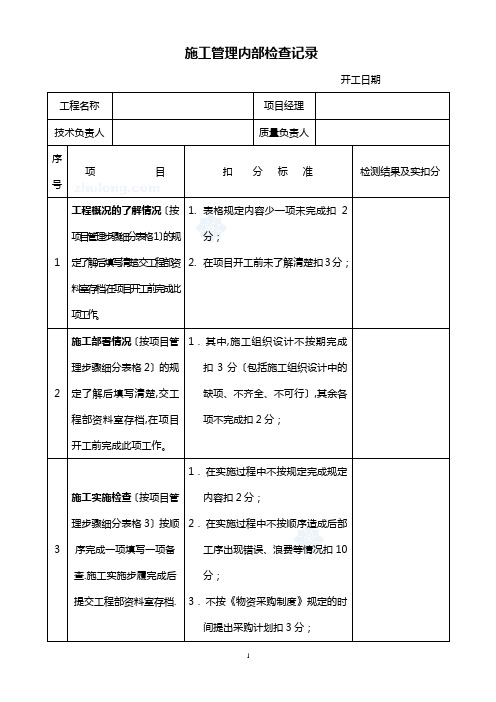 施工现场管理检查记录范本