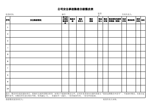 隐患整改五定表