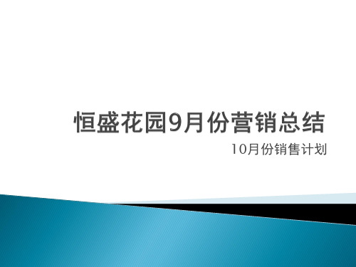 9月份总结与10月份营销方案