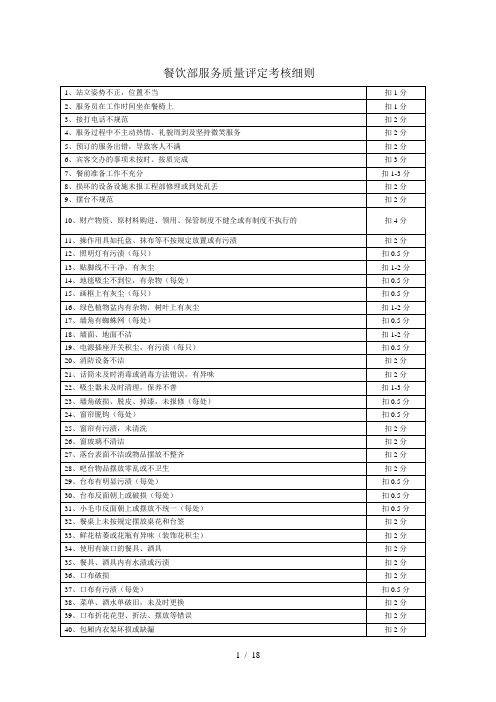 餐饮部服务质量评定考核细1