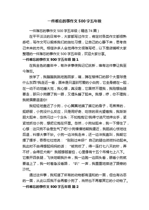 一件难忘的事作文500字五年级