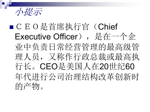 CEO管理运营之道经典实用课件之三十三：大型企业公司的CEO管理之道PPT精品文档26页