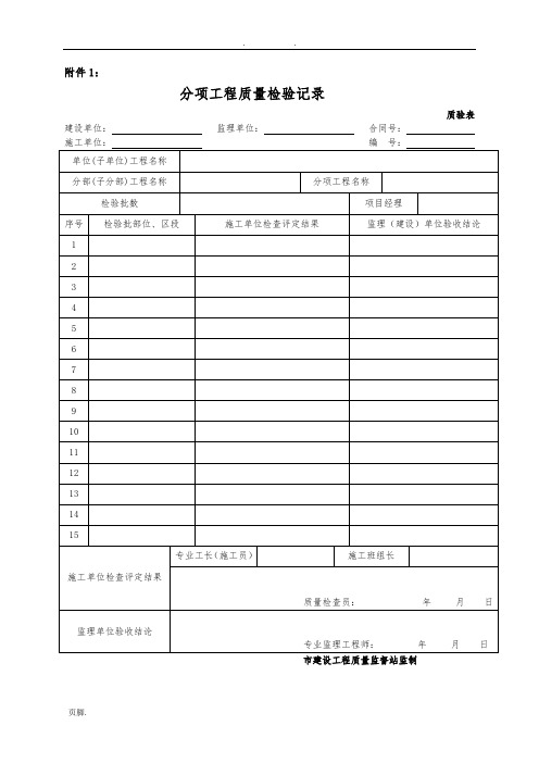 分部分项工程、单位工程等验收表格模板