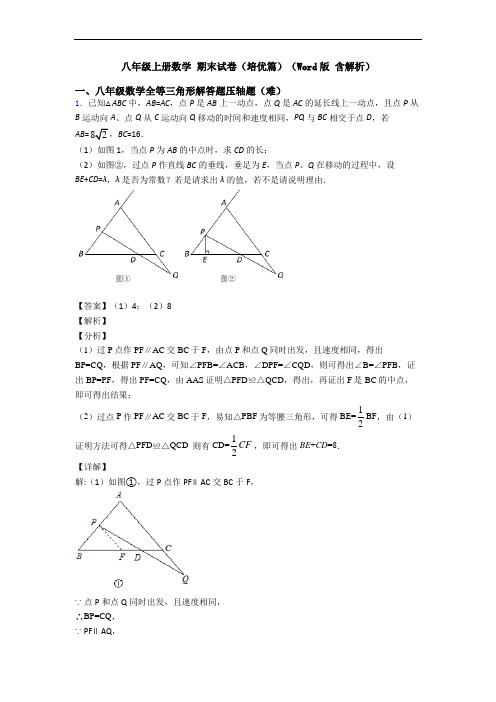 八年级上册数学 期末试卷(培优篇)(Word版 含解析)