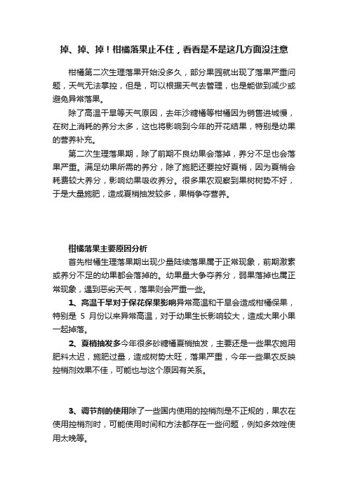 掉、掉、掉！柑橘落果止不住，看看是不是这几方面没注意