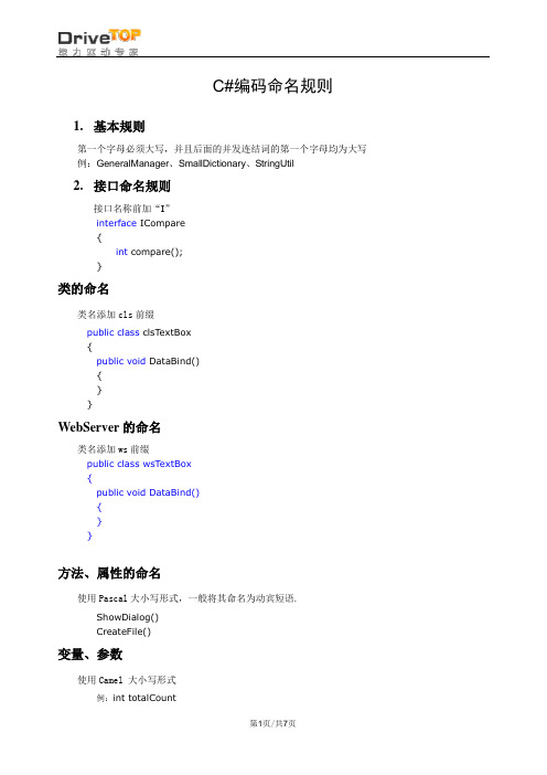 CSharp编码命名规则